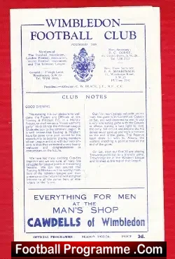 Wimbledon v Tooting Mitcham United 1956