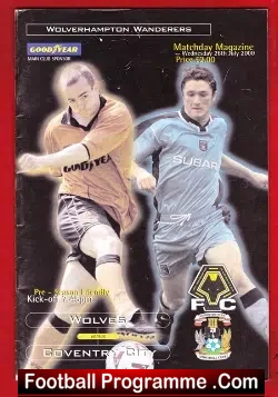 Wolves Wolverhampton v Coventry City 2000 - Pre Season Friendly - football programme