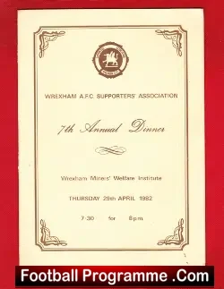 Wrexham Football Club Dinner Menu Multi Autographed SIGNED 1982 - football memorabilia