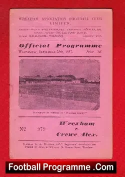 Wrexham v Crewe Alexandra 1957 - football programme