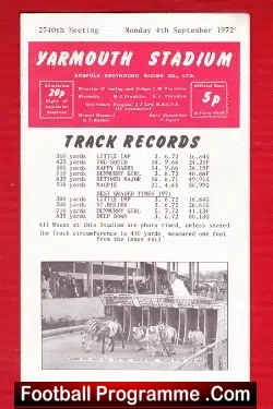 Yarmouth Greyhound Racing Programme 1972 - sport programme