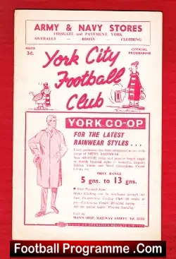 York City v Darlington 1961 - football programme