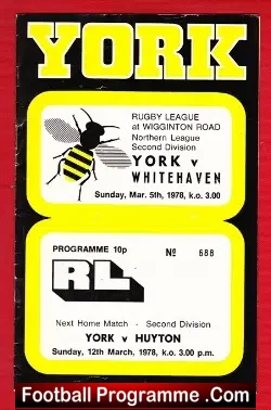 York Rugby v Whitehaven 1978