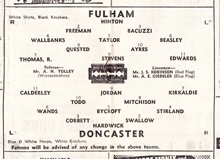 Doncaster Rovers v Nottingham Forest 1947