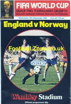 England v Norway 1980
