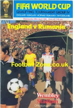 England v Romania 1981 - World Cup Qualifier