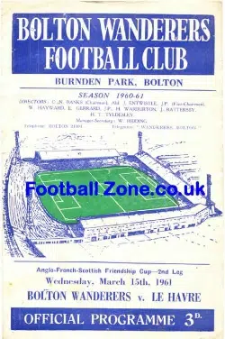 Bolton Wanderers v Le Havre 1961 - Anglo French Friendship Cup