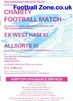 West Ham United v Ex West Ham X1 Autographed Signed 1984