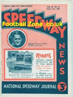 Speedway News Magazine 1937