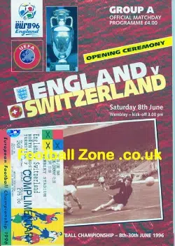 England v Switzerland 1996 – Plus Ticket Euro 96