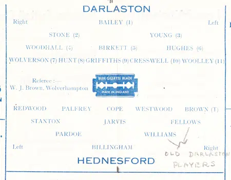 Darlaston v Hednesford 1947 - 1940s Football Programmes