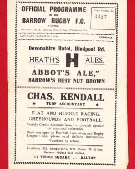 Barrow Rugby v Wigan 1949