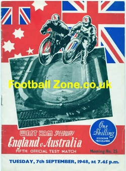 England Speedway v Australia 1948 – at West Ham