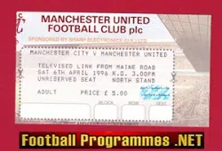 Manchester United v Manchester City 1996 - Beam Back Ticket OT