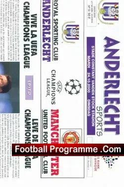 Anderlecht v Manchester United 2000 – Newspaper Edition Belgium