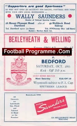 Bexleyheath Welling v Bedford Town 1961