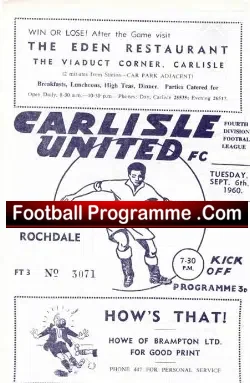 Carlisle United v Rochdale 1960