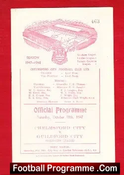 Chelmsford City v Guildford City 1947 – 1940s Programme