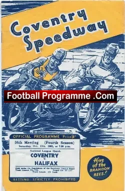 Coventry Speedway v Halifax 1951