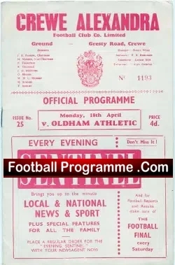 Crewe Alexandra v Oldham Athletic 1960