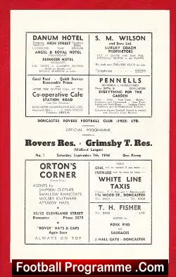 Doncaster Rovers v Grimsby Town 1946 – Midland League