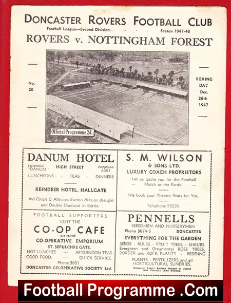 Doncaster Rovers v Nottingham Forest 1947