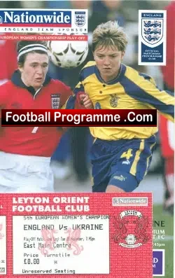 England Ladies v Ukraine 2000 – Womens Football + Ticket