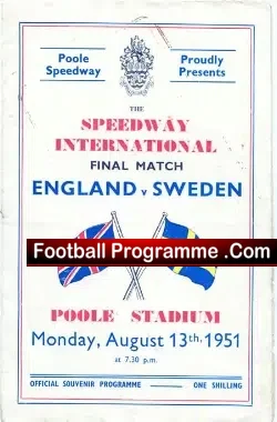 England Speedway v Sweden 1951 – at Poole