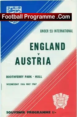 England v Austria 1967 – U23 Boothferry Park Hull Tommy Smith