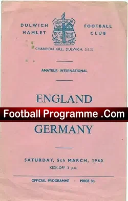 England v Germany 1960 – Amateur International