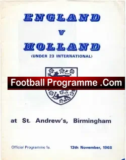 England v Holland 1968 – Under 23 St Andrews Birmingham City