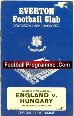 England v Hungary 1968 – U23 Goodison Park Everton Bell + Marsh