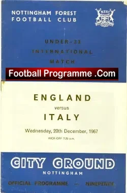 England V Italy 1967 – U23 at Nottingam Forest Emlyn Hughes