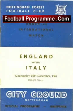 England v Italy 1967 – U23 at Nottingham Forest – Brian Kidd