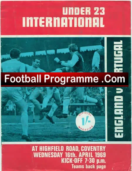 England v Portugal 1969 – U23 Highfield Road Coventry – Osgood