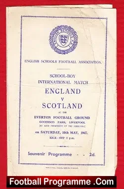 England v Scotland 1947 – Schools at Goodison Park Everton