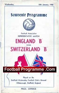 England v Switzerland 1950 – Autographed Wally Rickett