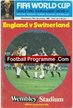 England v Switzerland 1980