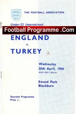 England v Turkey 1966 – Under 23 Ewood Park Blackburn – Hunt