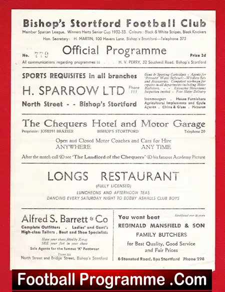 Essex County Football Minor League at Bishops Stortford 1946