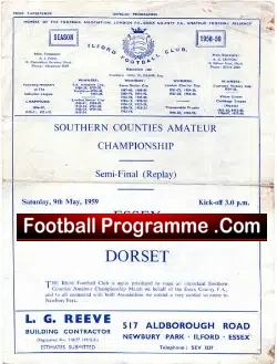 Essex - Dorset Southern Counties Amateur Semi Final Replay 1959 - football programme