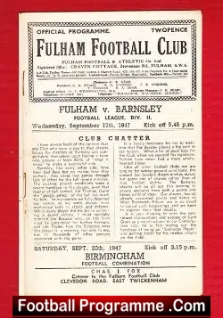 Fulham v Barnsley 1947 - football programme