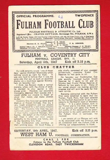 Fulham v Coventry City 1947