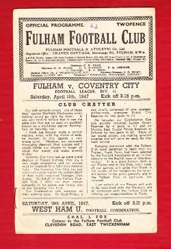 Fulham v Coventry City 1947
