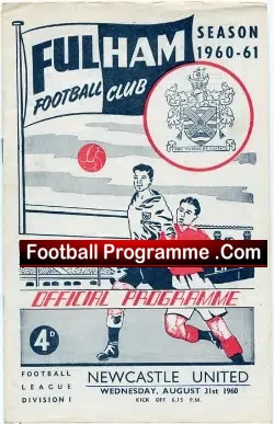Fulham v Newcastle United 1960 – Autographed