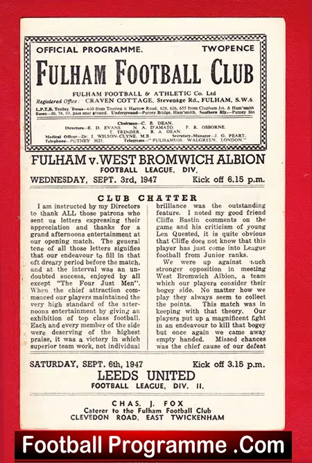 Fulham v WBA 1947