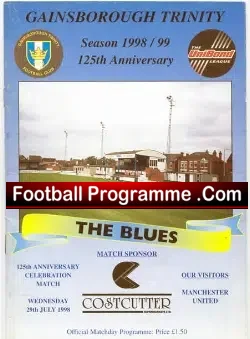 Gainsborough Trinity v Manchester United 1998 - Reserves Treble - football programme