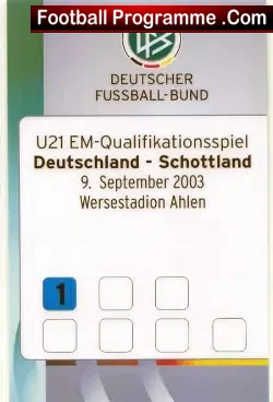 Germany v Scotland 2003 – Football Ticket Stub