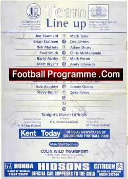 Gillingham v Peterborough United 1997 – Autographed