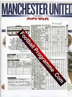 Glasgow Celtic v Manchester United 2003 Seahawks Seattle + Stats